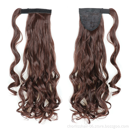 Wholesale Hot Sale Chorliss Natural Indian Virgin Cheveux Afro Curly Hair Ponytail For Black Women Synthetic Ponytail Extensions